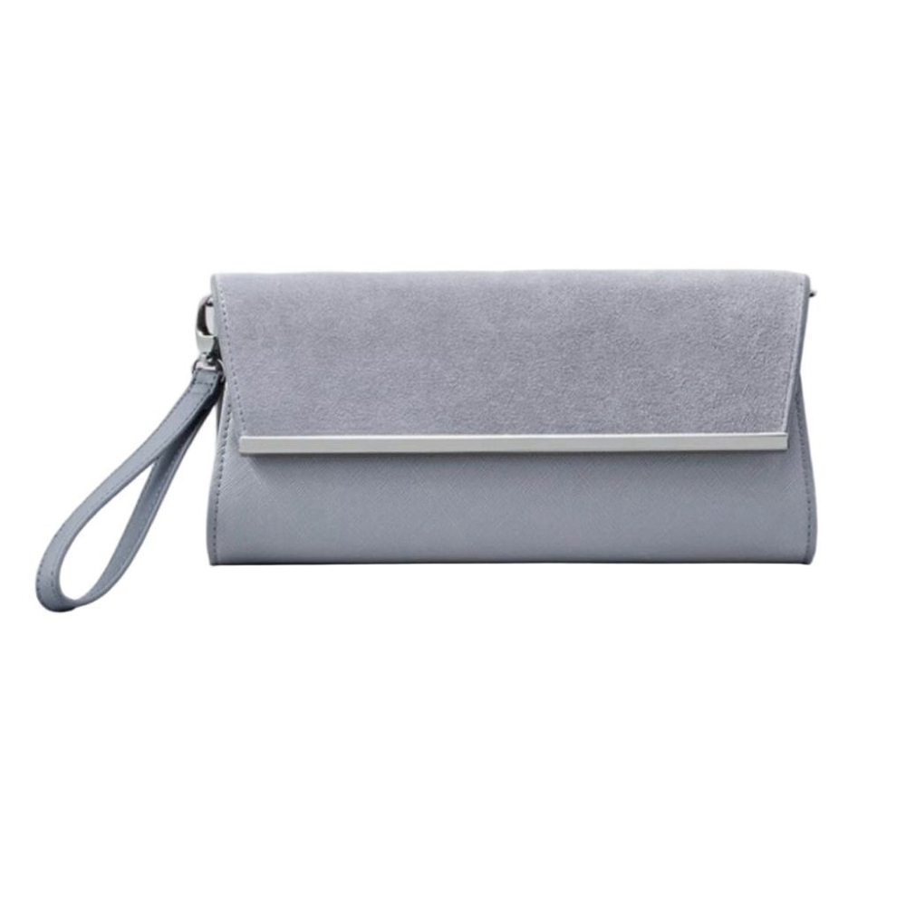 White House Black Market Suede & Leather Clutch